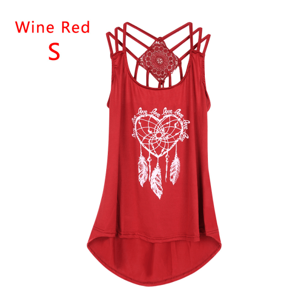 Casual Tops Sling Tank Spaghetti Straps Wine Red S