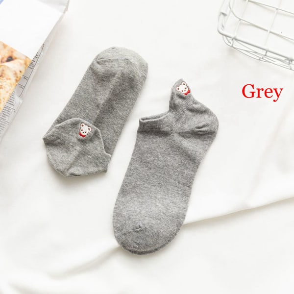 Cotton Ankle Socks Low Cut Hosiery Cartoon Cat Grey