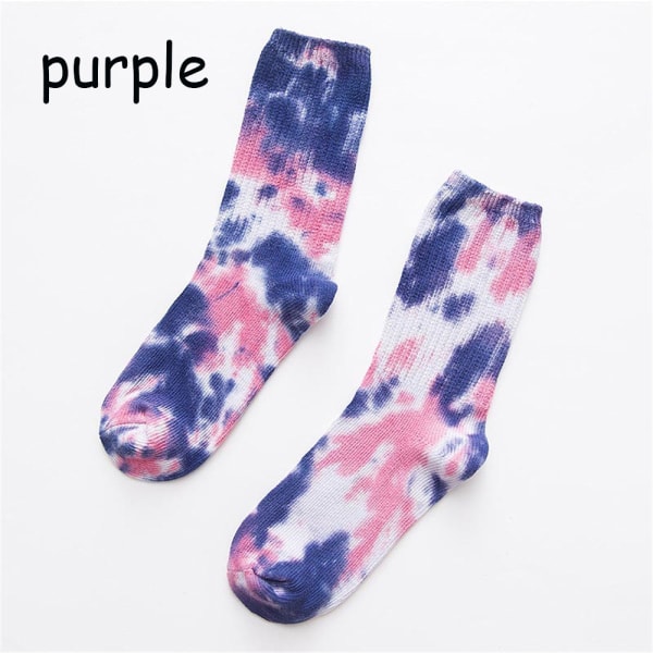Cotton Skate Socks Knee-high Sock Tie Dye Sox Purple