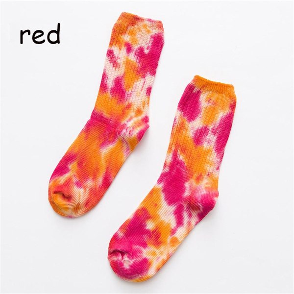 Cotton Skate Socks Knee-high Sock Tie Dye Sox Red