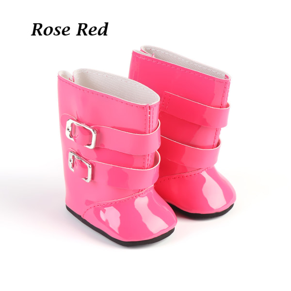 Doll Boots Pu Leather Shoes Rose Red