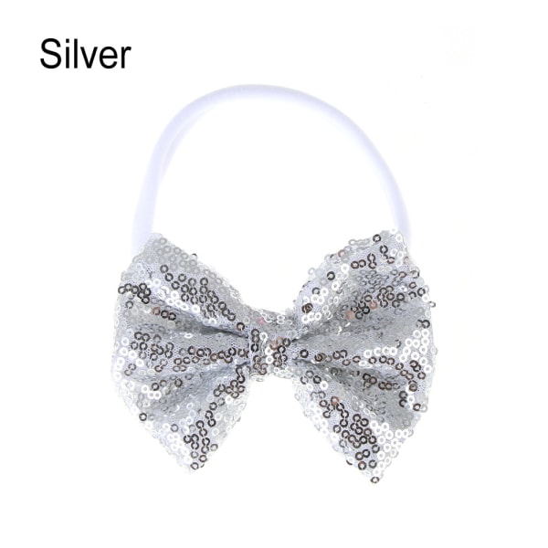 Elastic Hair Bands Bow Rope Ponytail Holders Silver