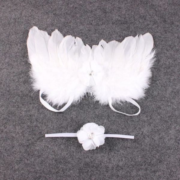 Feather Angel Wings Flower Headband Photo Props White