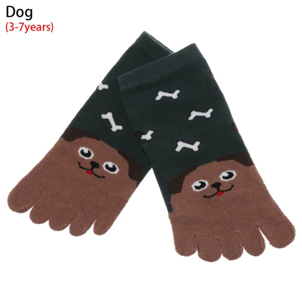 Five Finger Socks Toe Ankle 3-7y Dog