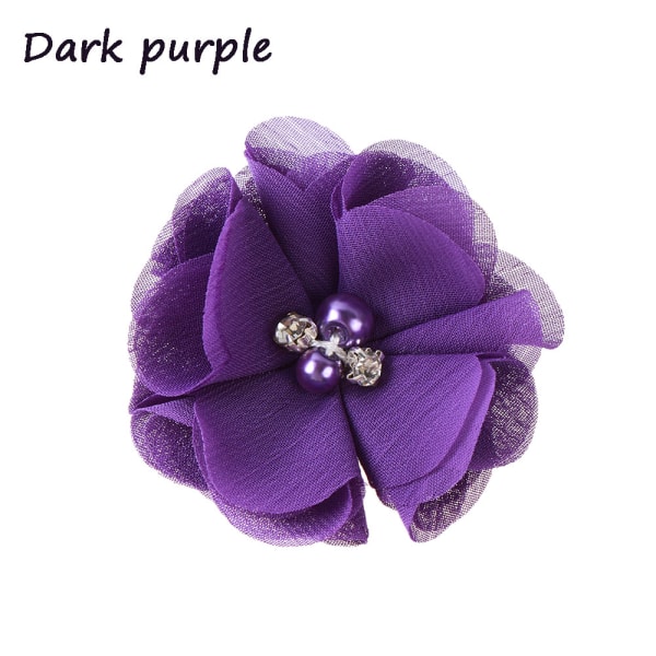 Flower Hair Clip Baby Hairpin Rhinestone Dark Purple