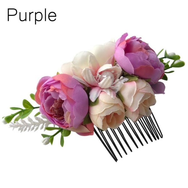 Flower Hair Comb Baby Pearl Hairpin Girls Clip Purple
