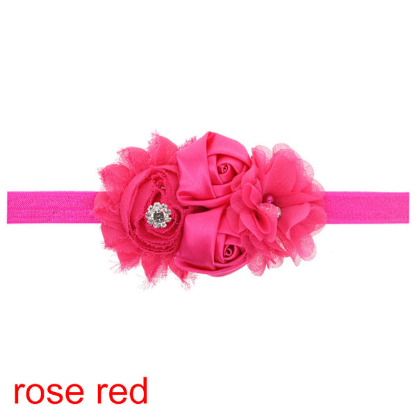 Hair Band Headband Rhinestone Rose Red