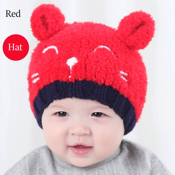 Hats Scarf Suits Baby Warm Hat Knitted Caps Red