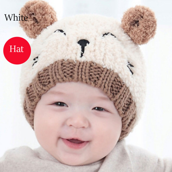 Hats Scarf Suits Baby Warm Hat Knitted Caps White