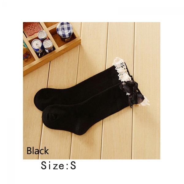 High Knee Socks Lace Stockings Breathable Black S