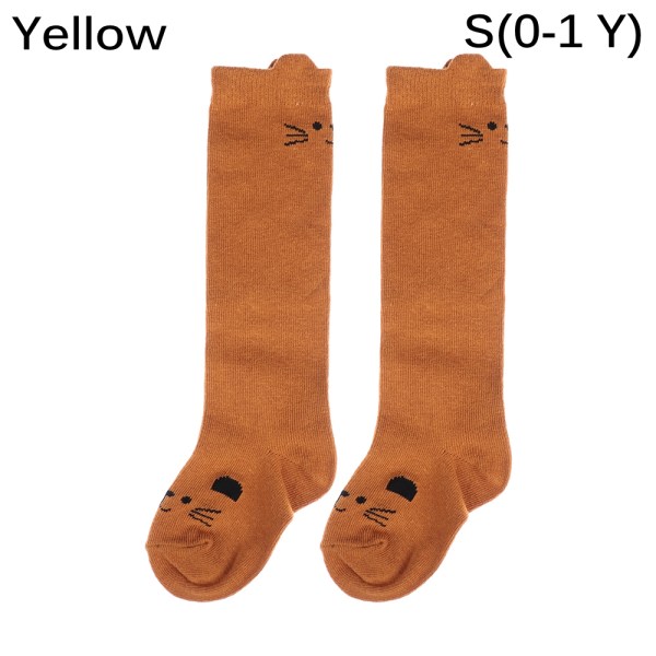 Knee High Socks Baby Leg Warmer Kids Stockings Yellow S(0-1 Y)