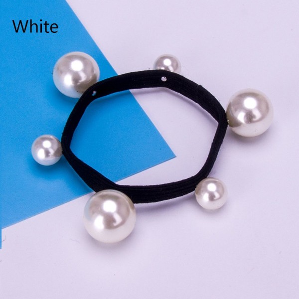 Pearl Hair Rope Rubber Bands Elastic Ponytail Holder White