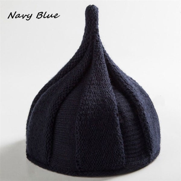 Pointed Hats Windmill Caps Knitted Wool Navy Blue