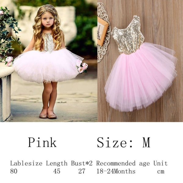 Princess Dress Baby Girl Sequins Sparkly Pink M