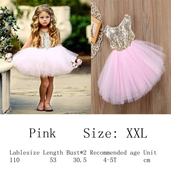 Princess Dress Baby Girl Sequins Sparkly Pink Xxl