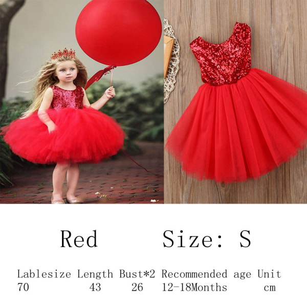Princess Dress Baby Girl Sequins Sparkly Red S