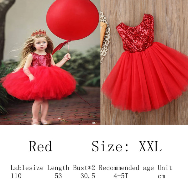 Princess Dress Baby Girl Sequins Sparkly Red Xxl