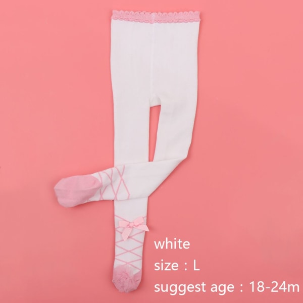 Princess Pantyhose Ballet Tights Knee High Socks White L