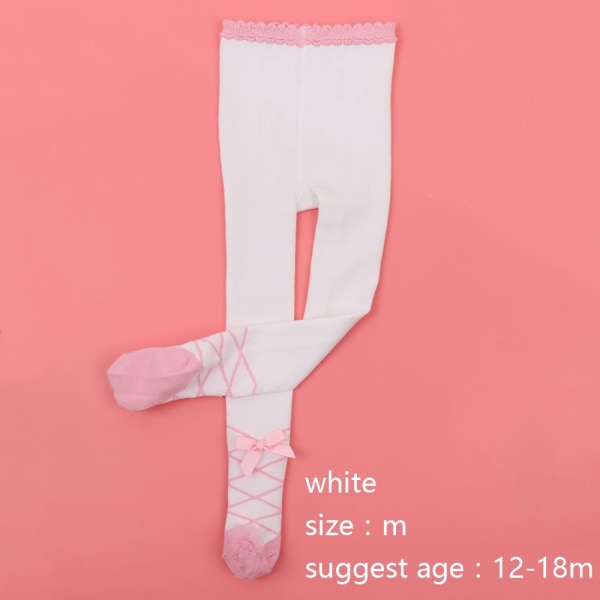 Princess Pantyhose Ballet Tights Knee High Socks White M