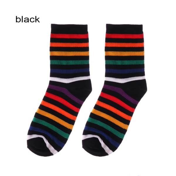 Rainbow Socks Stripes Mid Tube Sock Black