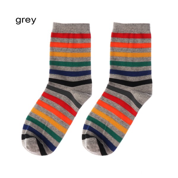 Rainbow Socks Stripes Mid Tube Sock Grey