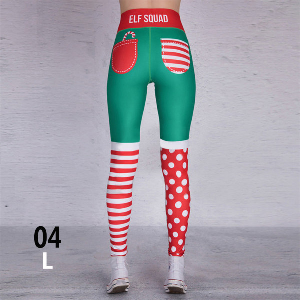 Women Leggings Christmas Printing Workout Gym Trousers 04-l Size