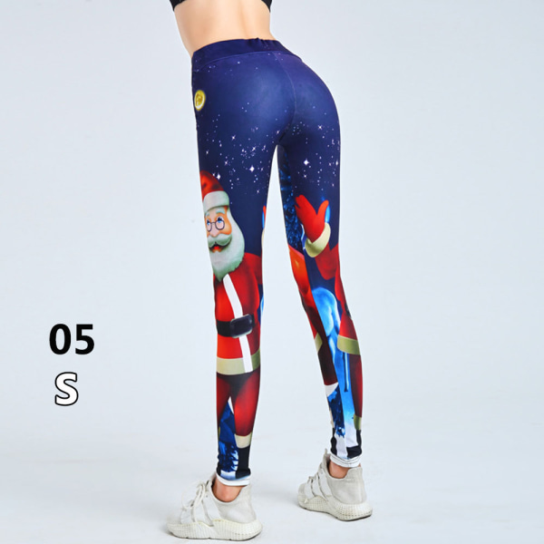 Women Leggings Christmas Printing Workout Gym Trousers 05-s Size