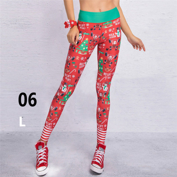 Women Leggings Christmas Printing Workout Gym Trousers 06-l Size