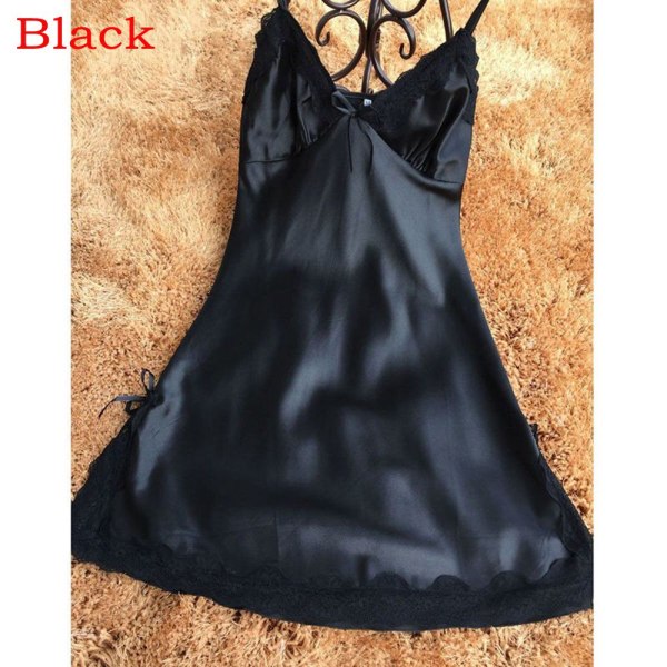 Women Sleepwear Sexy Lingerie Nightgown Black
