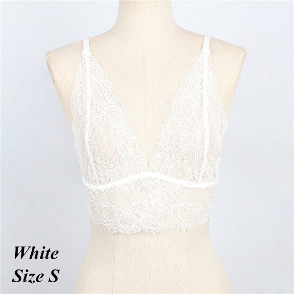 Women Vest Lined Lace Bra Bralette White S