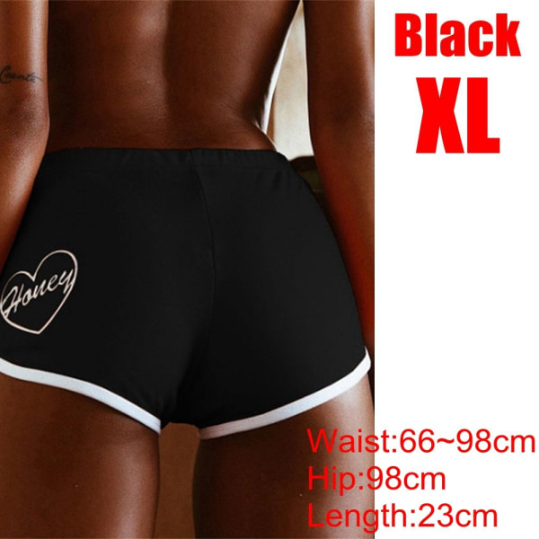 Women Yoga Shorts Summer Beach Pants Fitness Waistband Black Xl