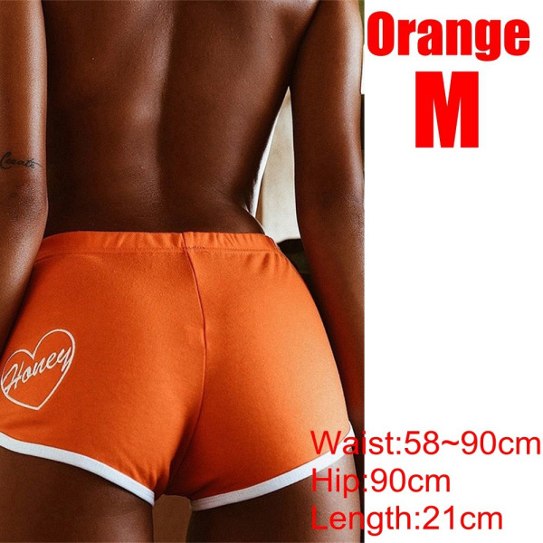 Women Yoga Shorts Summer Beach Pants Fitness Waistband Orange M