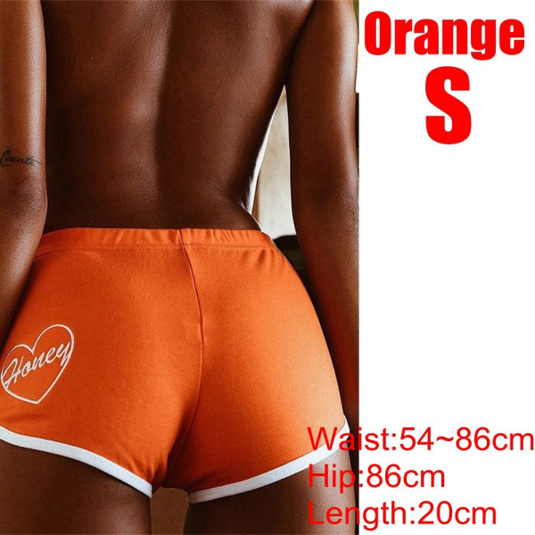 Women Yoga Shorts Summer Beach Pants Fitness Waistband Orange S