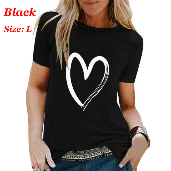 Womens Summer Shirts Short Sleeve T Shirt Black L