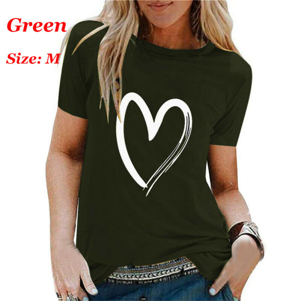 Womens Summer Shirts Short Sleeve T Shirt Green M