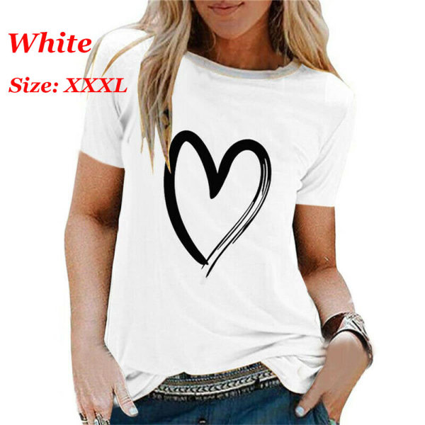 Womens Summer Shirts Short Sleeve T Shirt White Xxxl