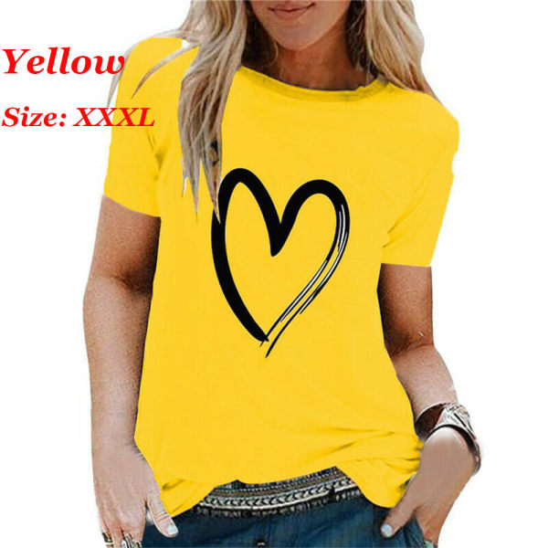 Womens Summer Shirts Short Sleeve T Shirt Yellow Xxxl