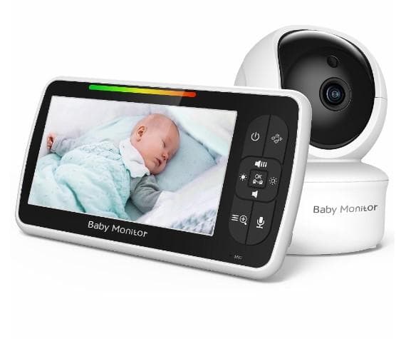Babyalarm - Babyalarm med 5 tommer skærm Plug & Play Babyalarm