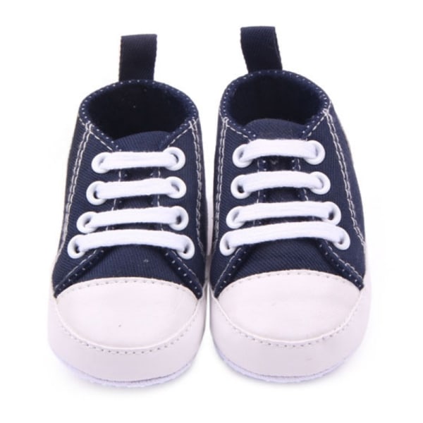 0-12m Newborn Toddler Canvas Sneakers Soft Shoes First Walkers Deep Blue 12cm