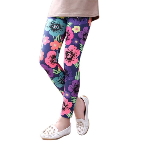 Baby Girls 2-14y Leggings Pants Flower Floral Printed Elastic D 13t