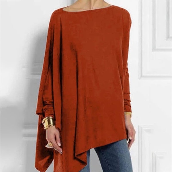 Loose Shirts Solid Color Long Sleeve Pullover Tops Casual Women R M