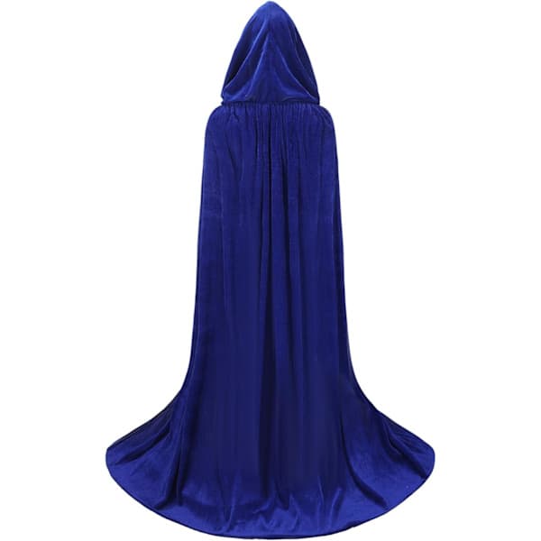 Unisex hettekappe for voksne, lang fløyelskappe Halloween Cosplay Kostymer Blå