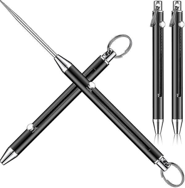 2 stk. Bærbare Titanium Tandstikker Lomme Tandstikker Nøglering Teleskopisk Integreret Tandstikker Metal Tandstikkerholder