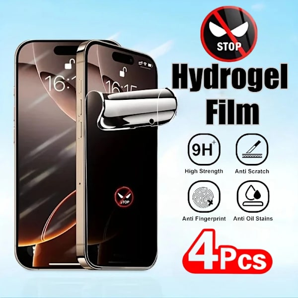 4-pack Sekretess Hydrogel Skärmskydd för iPhone 17 16 15 14 Pro Max 13 12 11 Pro 15 14 Plus XR XS Full Cover Anti-Spion Mjuk Film