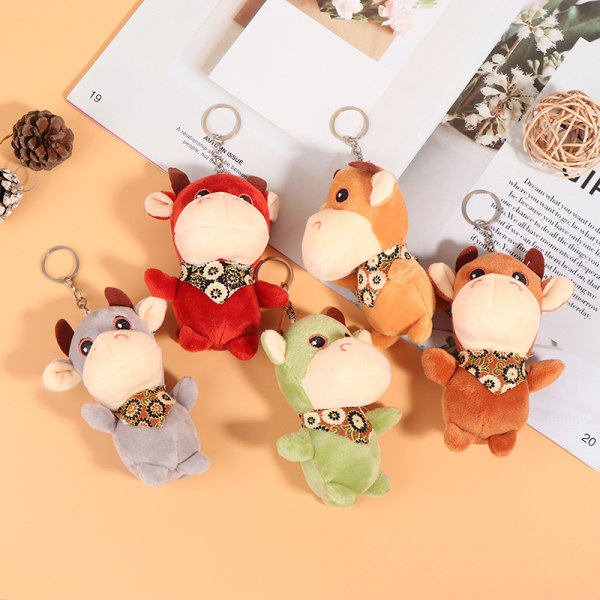1pc 2021 Year Of The Ox Plush Toy Pendant Cute Bull Doll Green