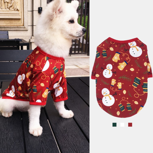 1pcs Dog Classic T-shirt Christmas Series Printed Clothes Pe Elk M