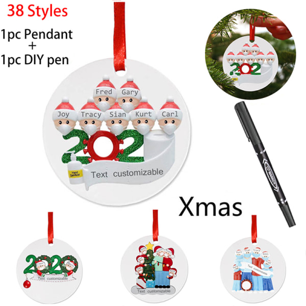 2020 Personalized Christmas Ornament Xmas Hanging Ornaments Fami 15-1pc