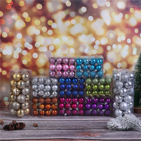 24pcs Glitter Christmas Baubles Xmas Tree Ornament Hanging Ball Silver 3cm