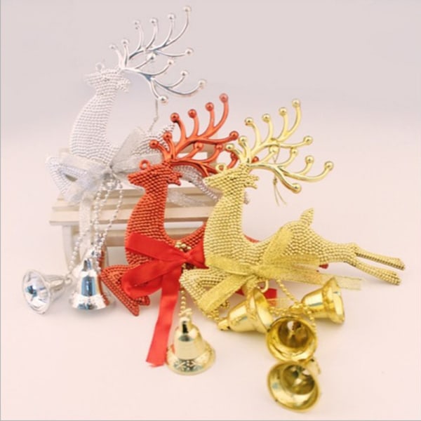 5pcs Xmas Baubles Chital Christmas Tree Ornament Reindeer Party Red