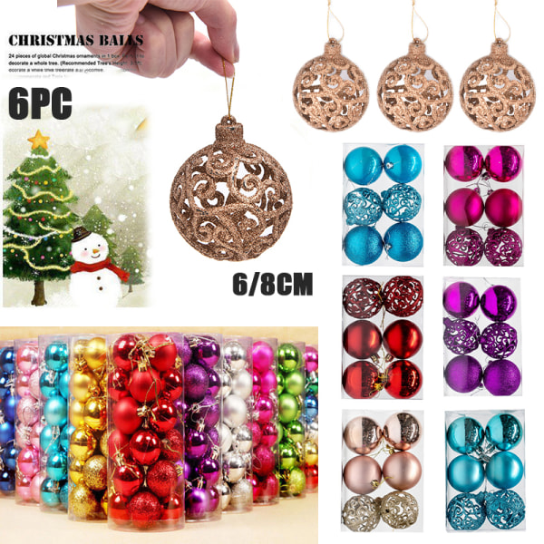 6pcs Christmas Tree Decorations Balls Bauble Xmas Party Hanging Champagne 6cm